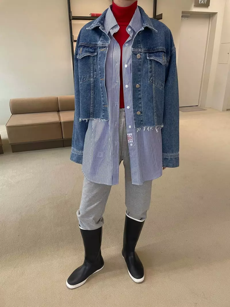 Dailyjud - Korean Women Fashion - #womensfashion - Crop Denim Jacket - 7