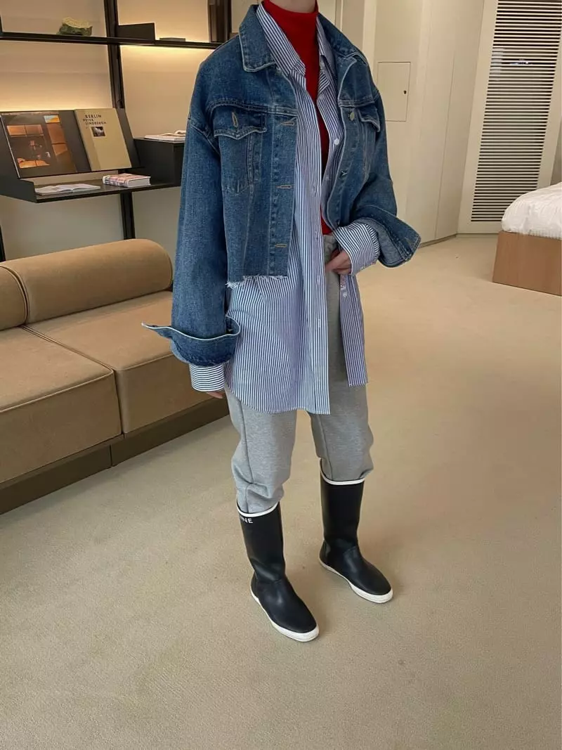 Dailyjud - Korean Women Fashion - #womensfashion - Crop Denim Jacket - 9