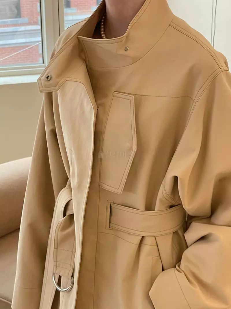 Dailyjud - Korean Women Fashion - #womensfashion - Cotton Belted Jacket - 3