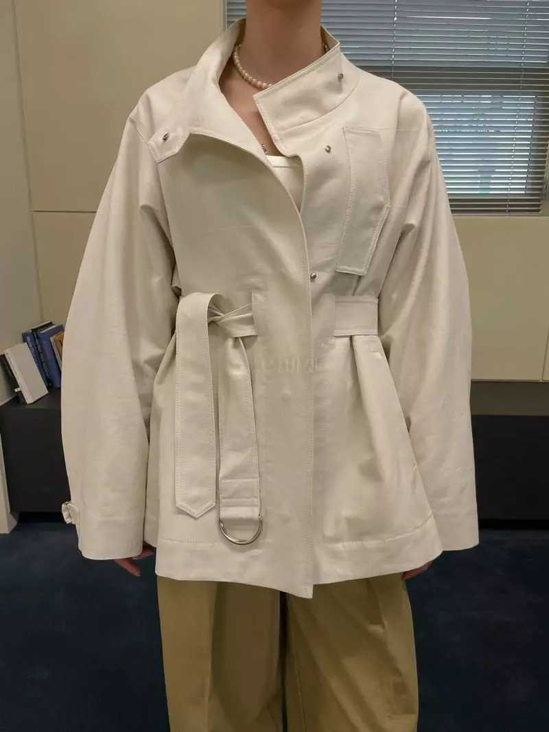 Dailyjud - Korean Women Fashion - #womensfashion - Cotton Belted Jacket - 7
