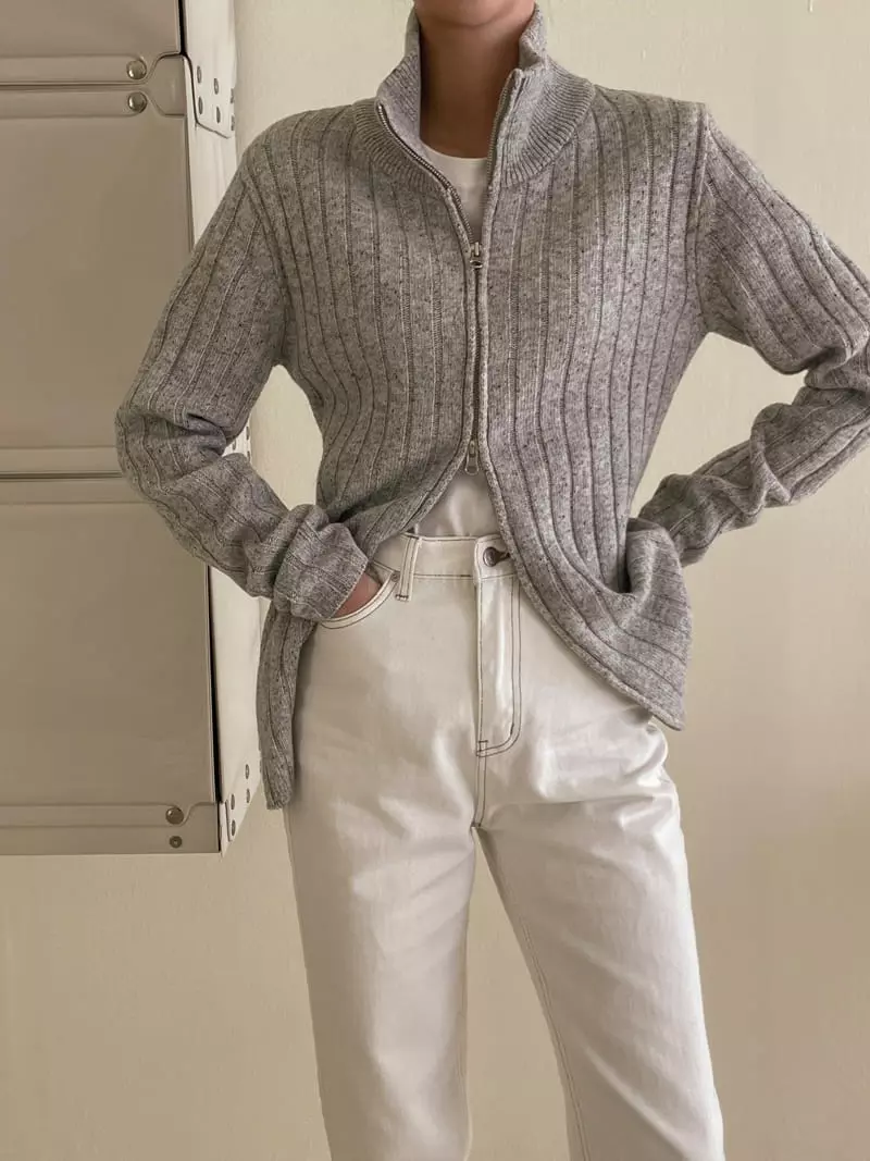 Dailyjud - Korean Women Fashion - #momslook - Rib Zip UP Knit - 4
