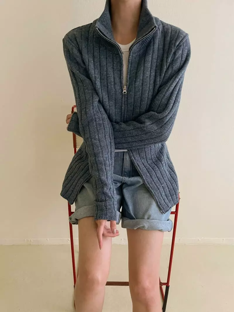 Dailyjud - Korean Women Fashion - #womensfashion - Rib Zip UP Knit - 6