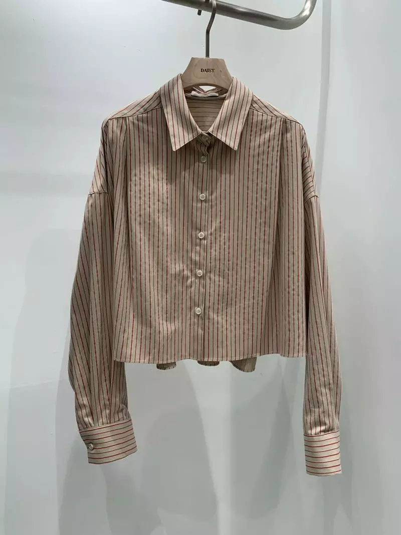 Daisy - Korean Women Fashion - #momslook - Stripes Crop Shirt - 3