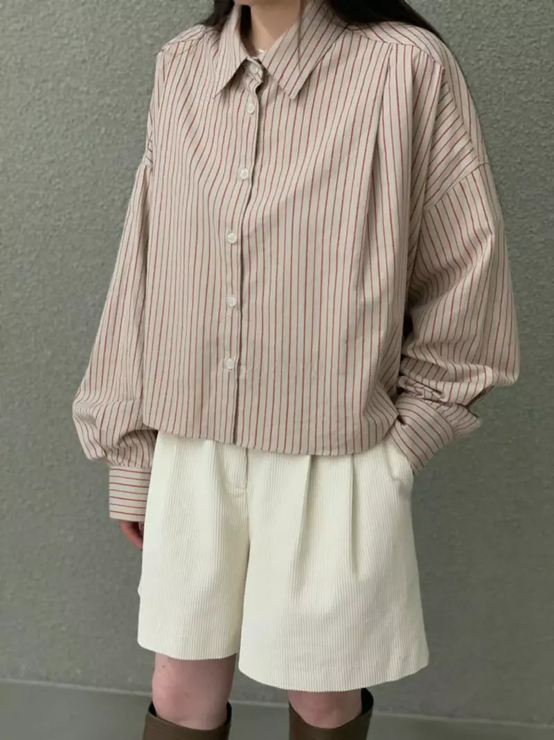 Daisy - Korean Women Fashion - #momslook - Stripes Crop Shirt - 7