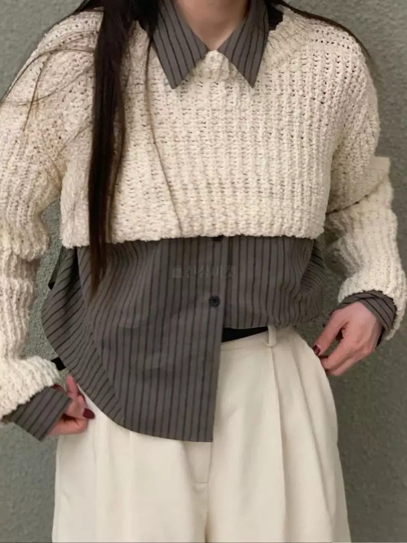 Daisy - Korean Women Fashion - #womensfashion - Crop Knit Tee - 3