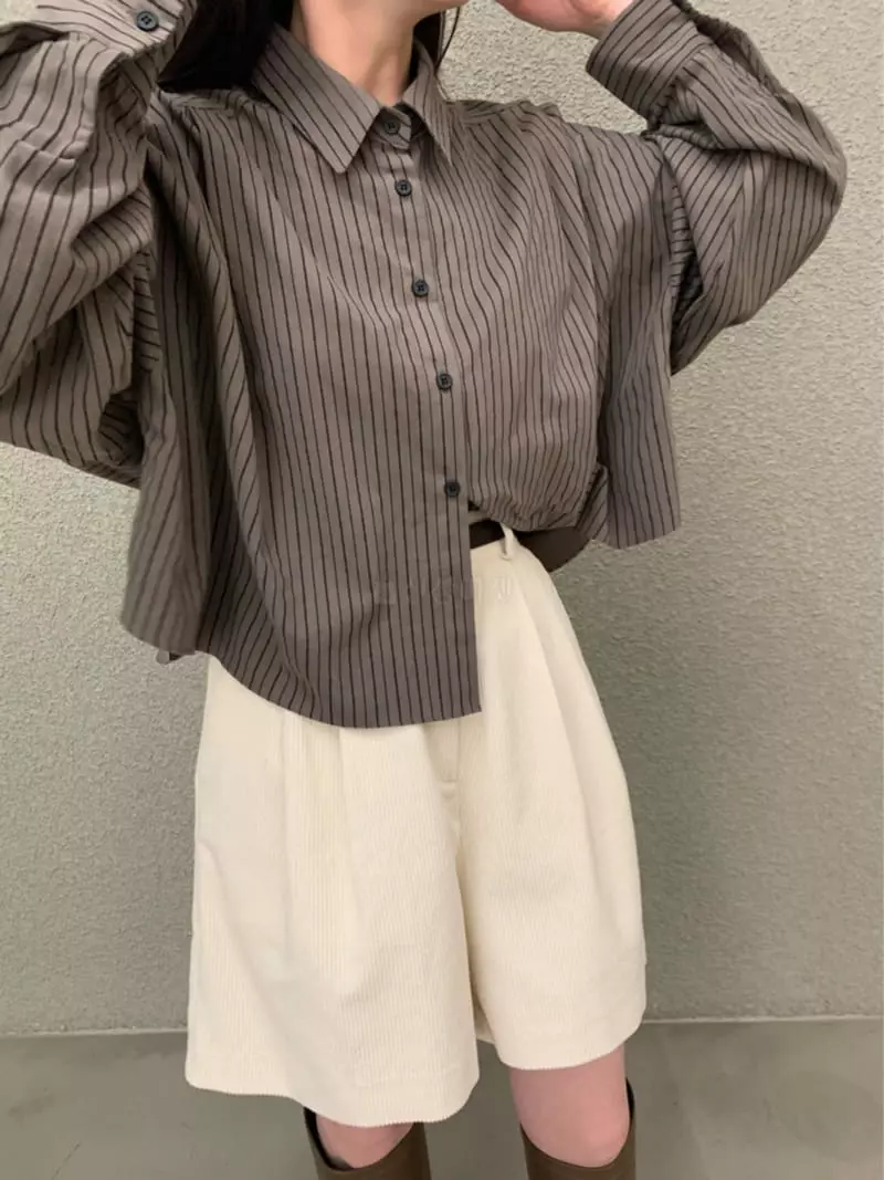 Daisy - Korean Women Fashion - #womensfashion - Stripes Crop Shirt - 12