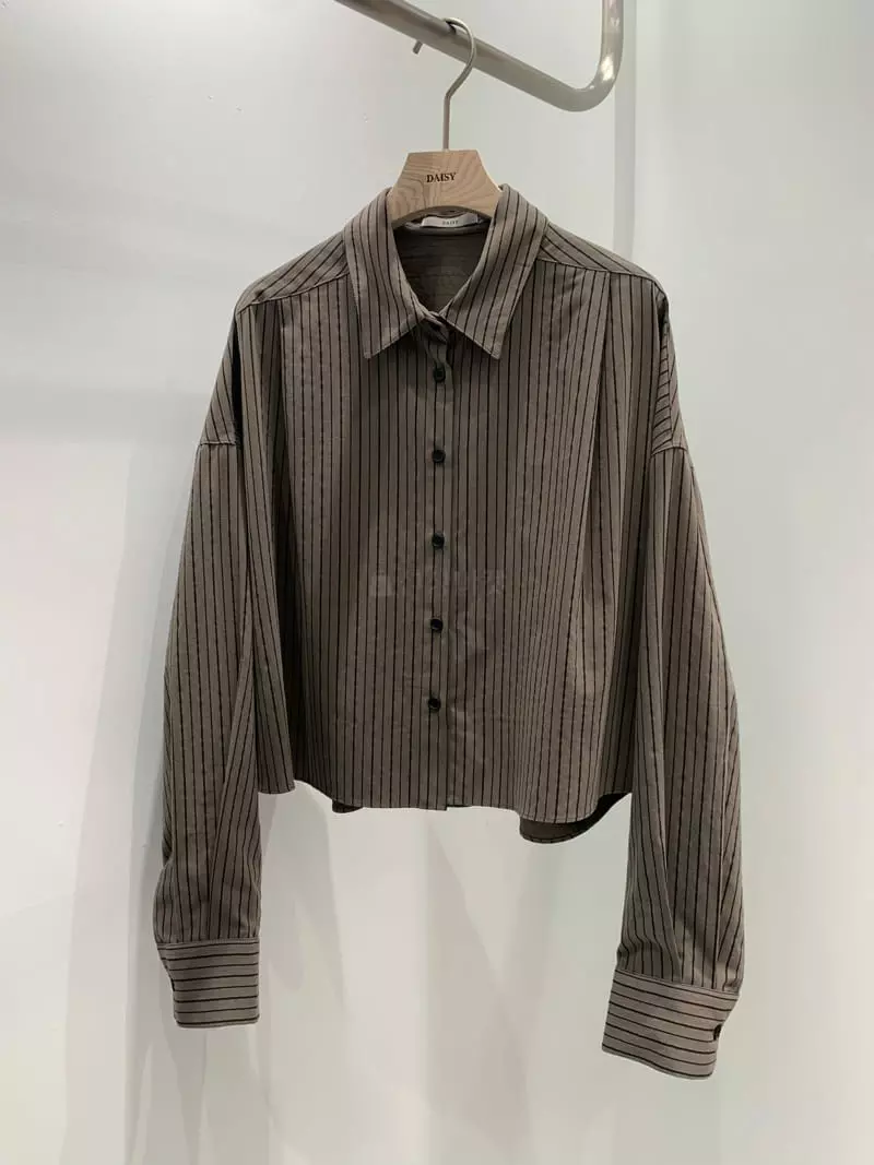 Daisy - Korean Women Fashion - #womensfashion - Stripes Crop Shirt - 2