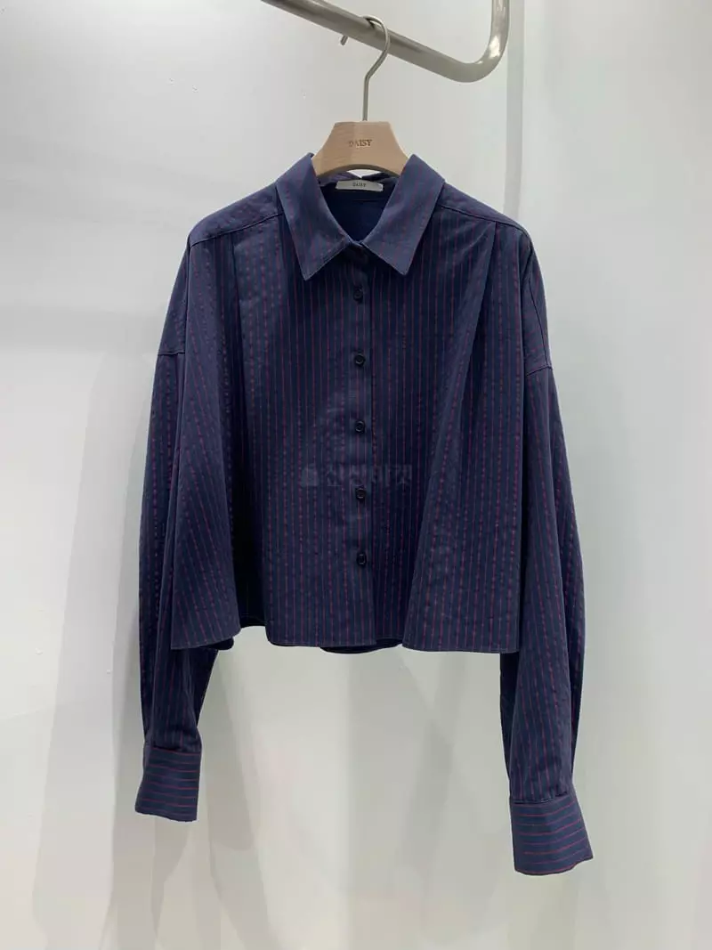 Daisy - Korean Women Fashion - #momslook - Stripes Crop Shirt - 4