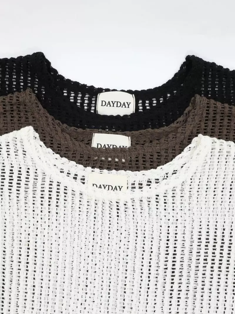 Dayday - Korean Women Fashion - #momslook - Square Knit Tee - 8