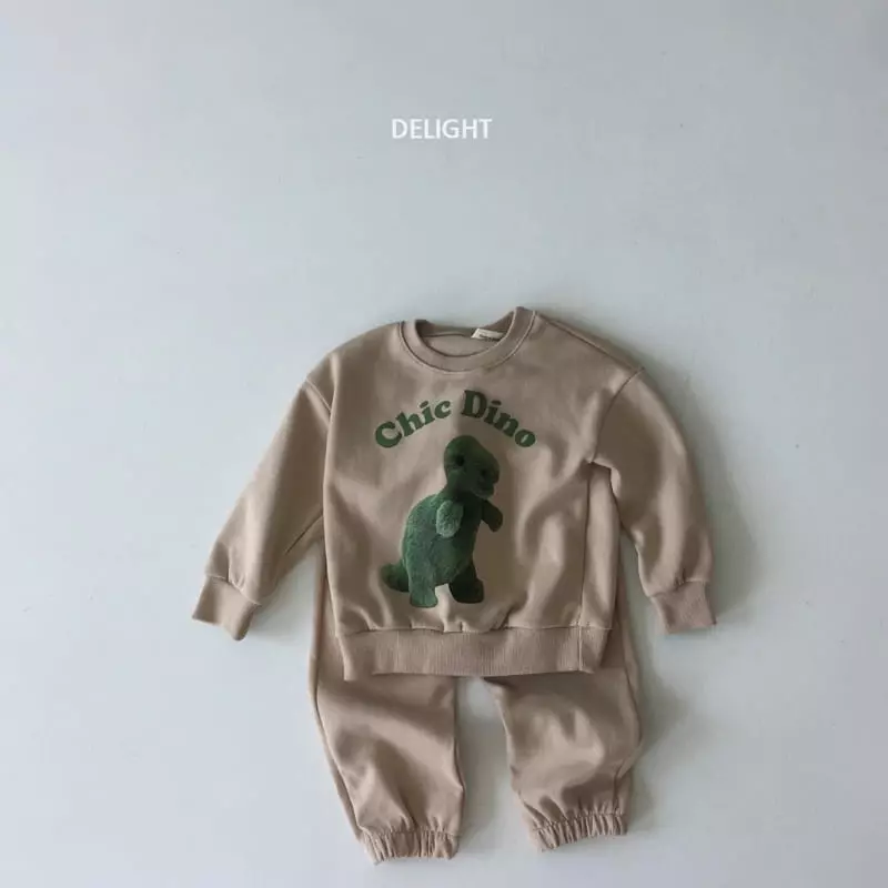 Delight - Korean Children Fashion - #Kfashion4kids - Patch Dino Top Bottom Set - 9