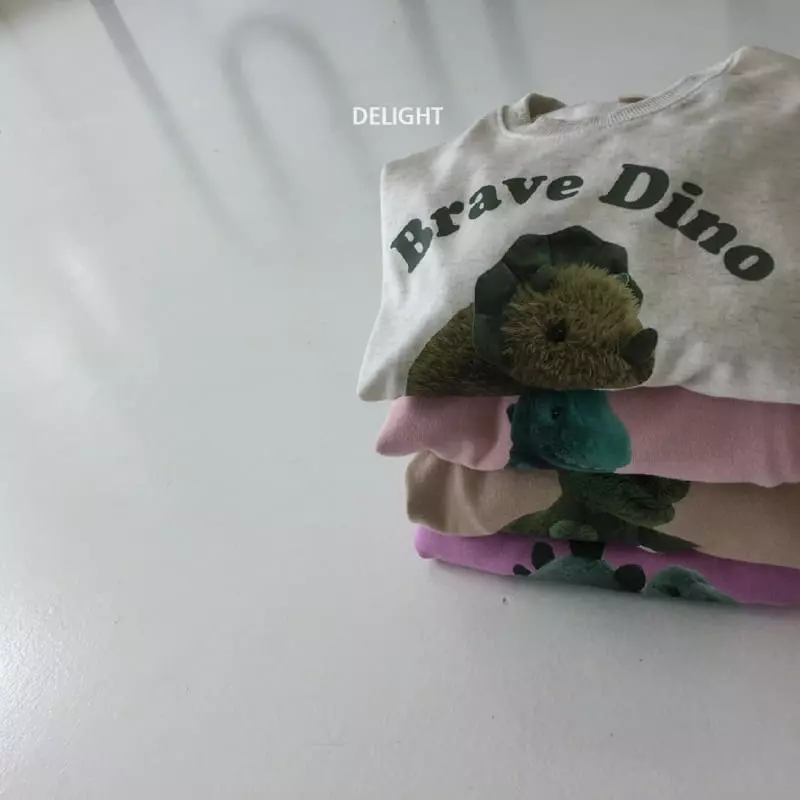Delight - Korean Children Fashion - #designkidswear - Patch Dino Top Bottom Set - 3