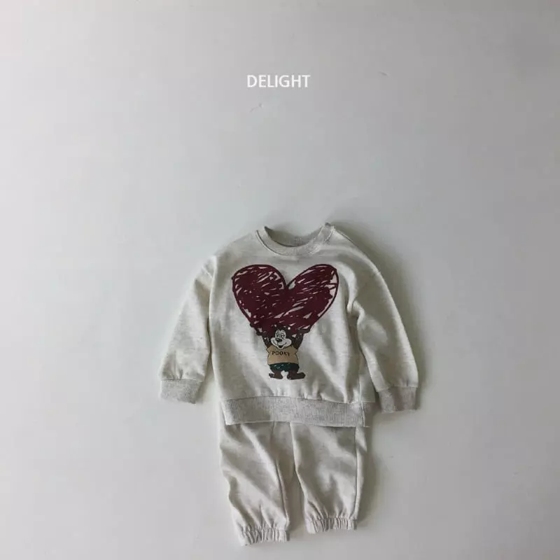 Delight - Korean Children Fashion - #kidsshorts - Heart Bear Top Bottom Set - 10