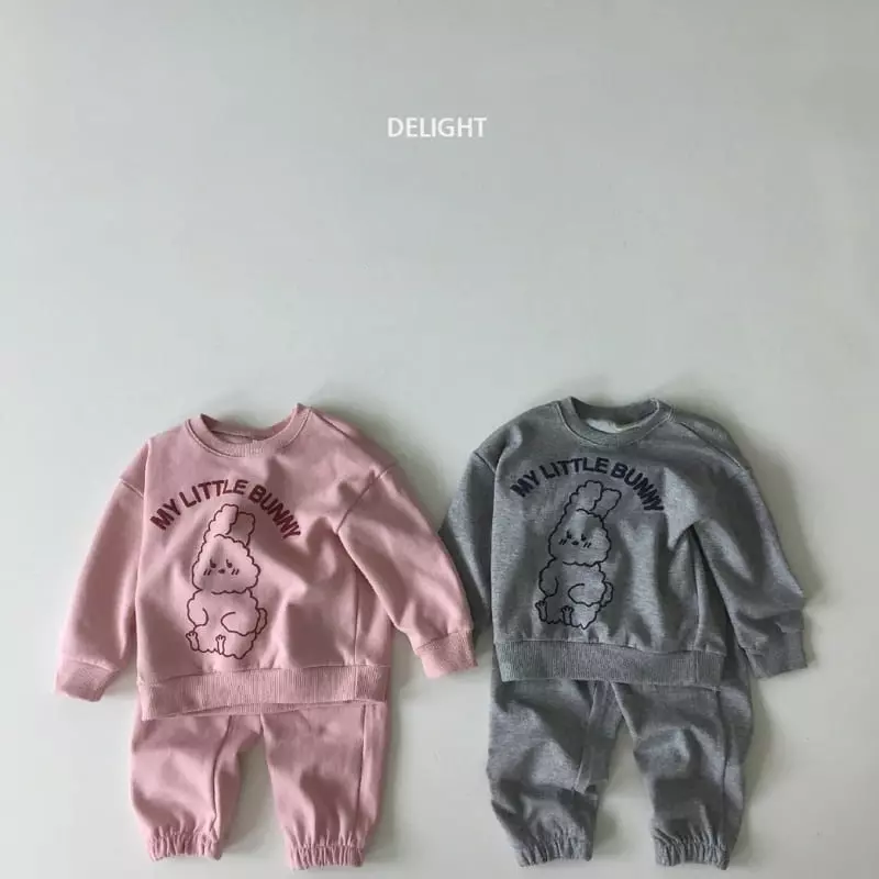 Delight - Korean Children Fashion - #kidzfashiontrend - Embo Bunny Top Bottom Set
