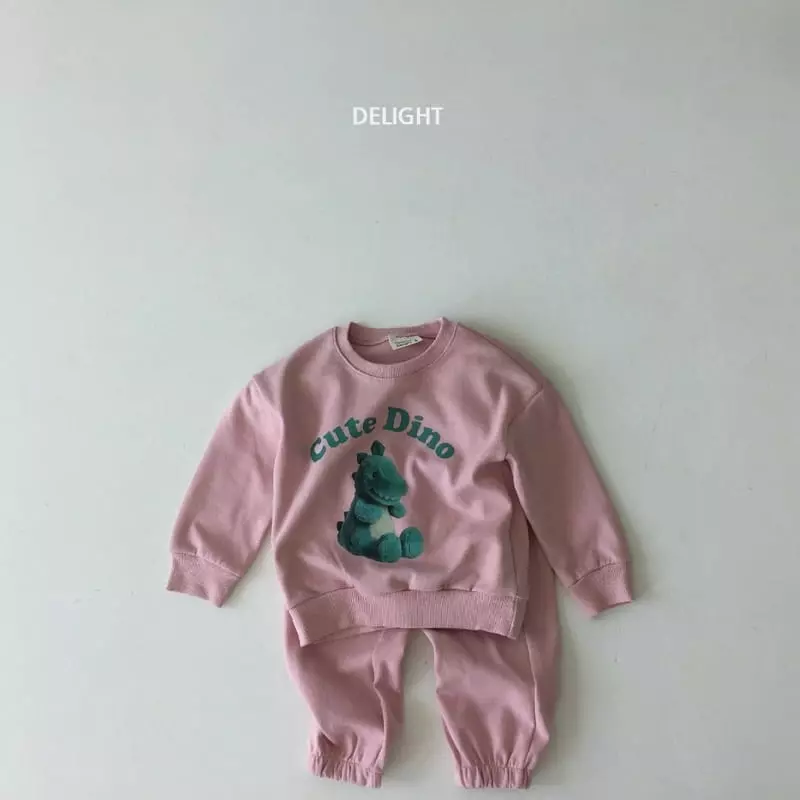 Delight - Korean Children Fashion - #littlefashionista - Patch Dino Top Bottom Set - 10