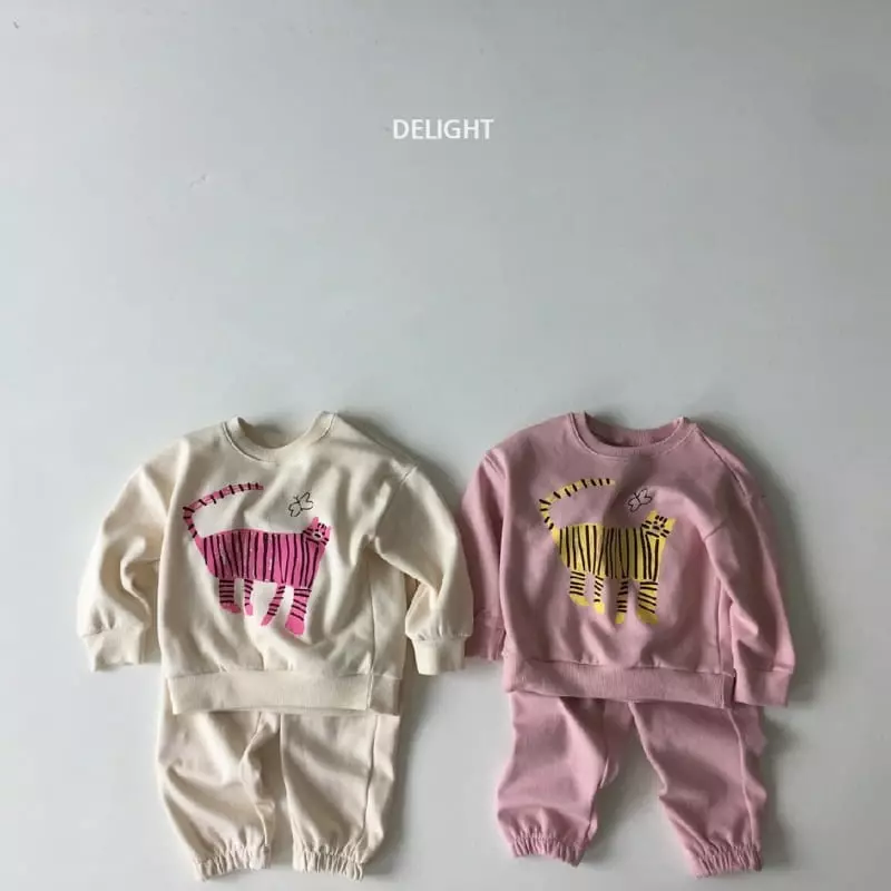 Delight - Korean Children Fashion - #minifashionista - Tiger And Butterfly Top Bottom Set