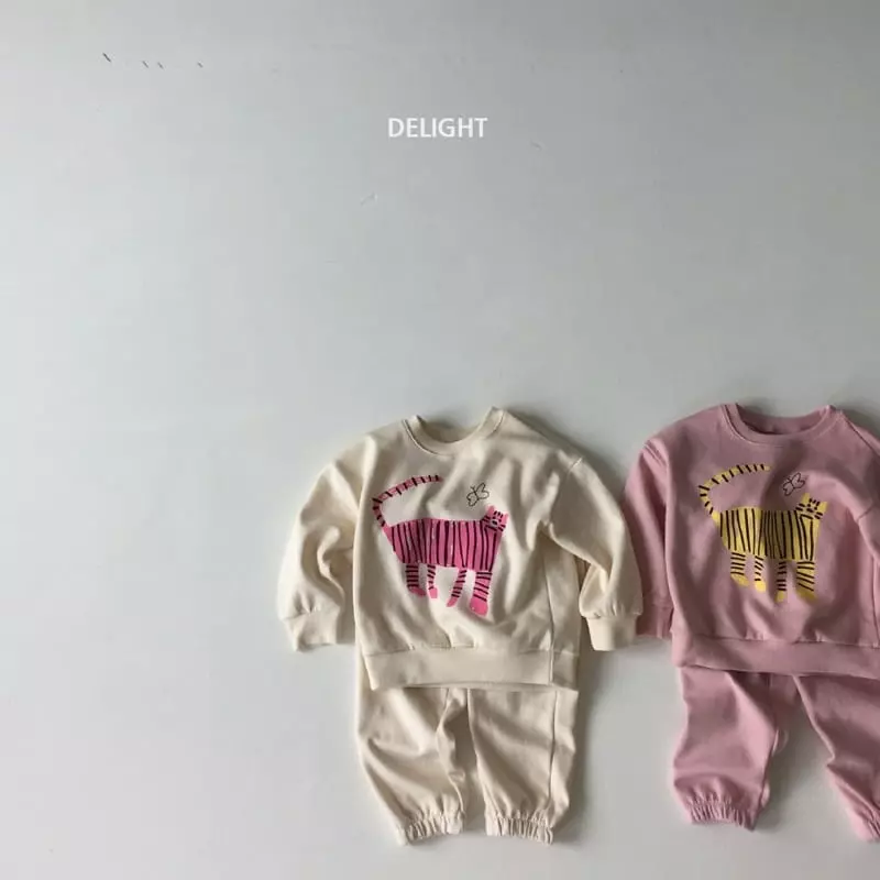 Delight - Korean Children Fashion - #prettylittlegirls - Tiger And Butterfly Top Bottom Set - 2