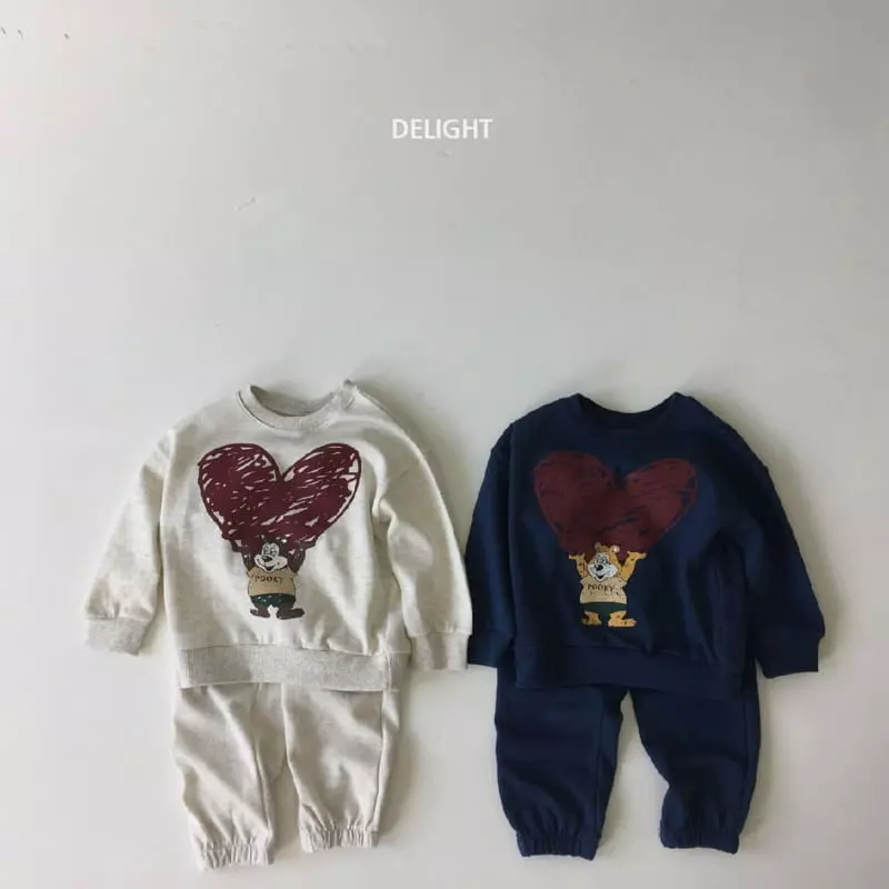 Delight - Korean Children Fashion - #prettylittlegirls - Heart Bear Top Bottom Set
