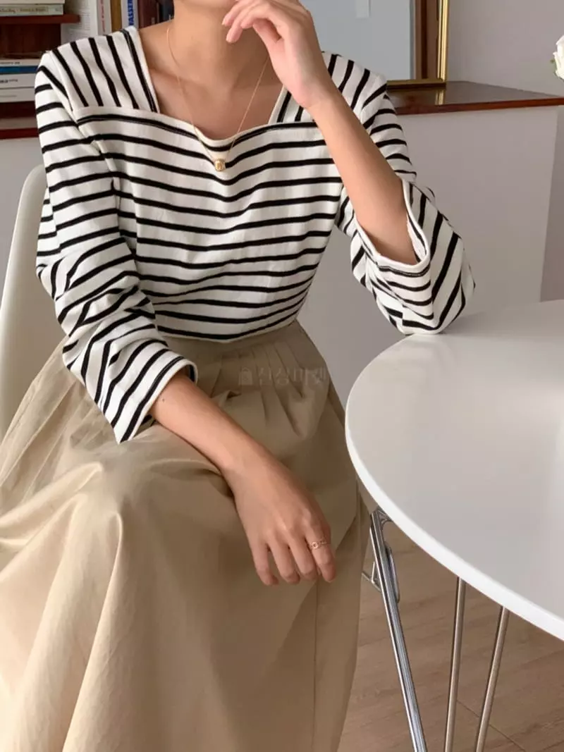 Denali - Korean Women Fashion - #momslook - Stripes Tee - 2