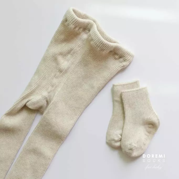 Doremi Socks - Korean Children Fashion - #Kfashion4kids - Set Up Tights Oatmeal