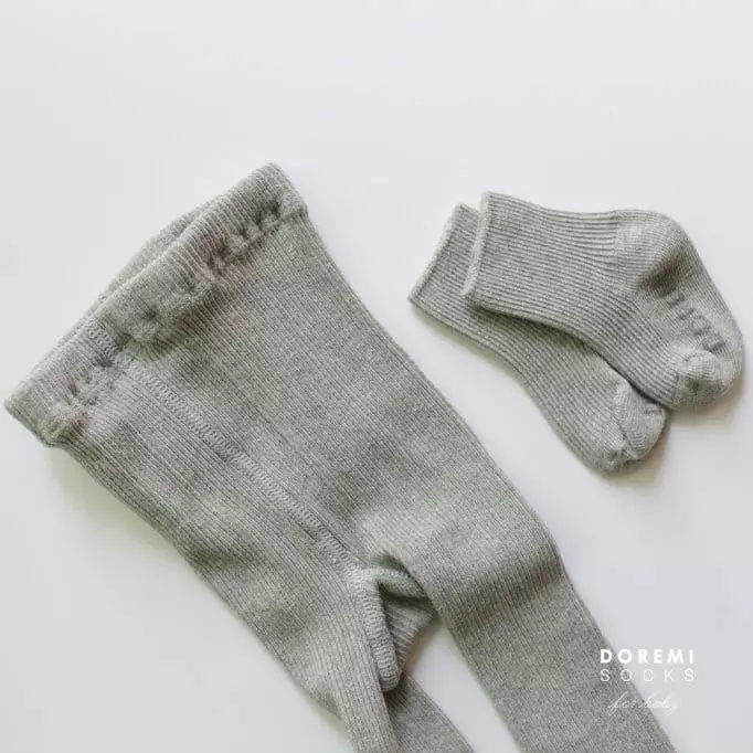Doremi Socks - Korean Children Fashion - #designkidswear - Set Up Tights Melange Gray