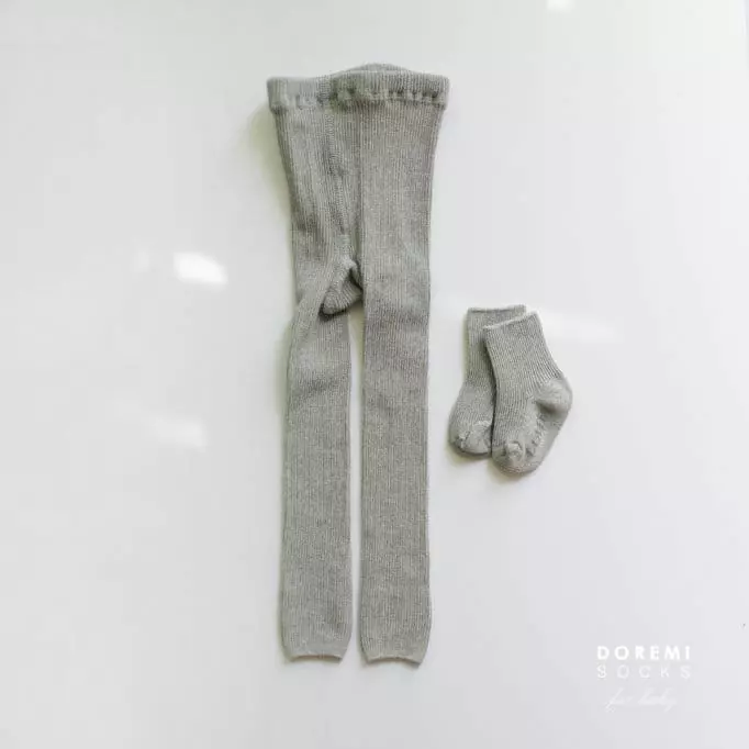 Doremi Socks - Korean Children Fashion - #discoveringself - Set Up Tights Melange Gray - 2