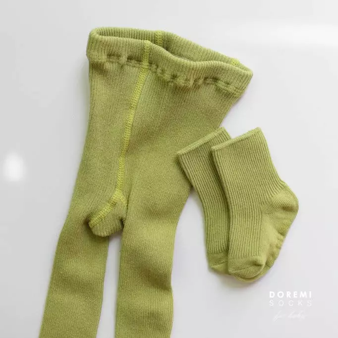 Doremi Socks - Korean Children Fashion - #discoveringself - Set Up Tights Green Bean
