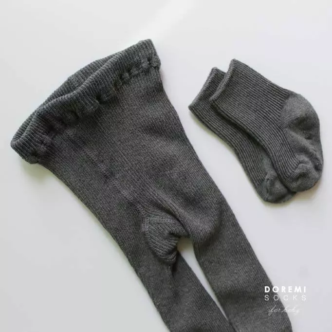 Doremi Socks - Korean Children Fashion - #minifashionista - Set Up Tights Charcoal - 2