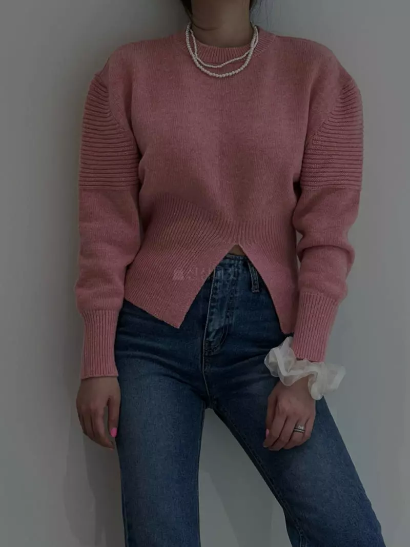 Douze - Korean Women Fashion - #momslook - Slit Puff Knit Tee - 7