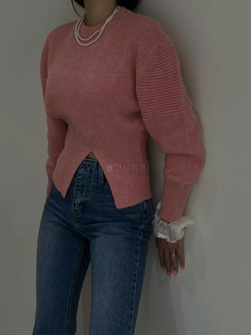 Douze - Korean Women Fashion - #momslook - Slit Puff Knit Tee - 8