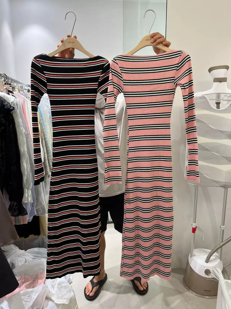 Douze - Korean Women Fashion - #momslook - Stripes Long One-piece - 8