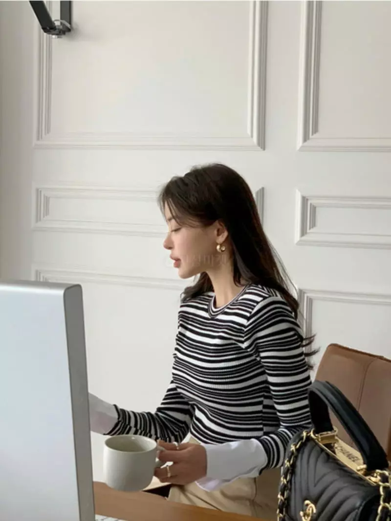 Douze - Korean Women Fashion - #momslook - Rib Tee - 12