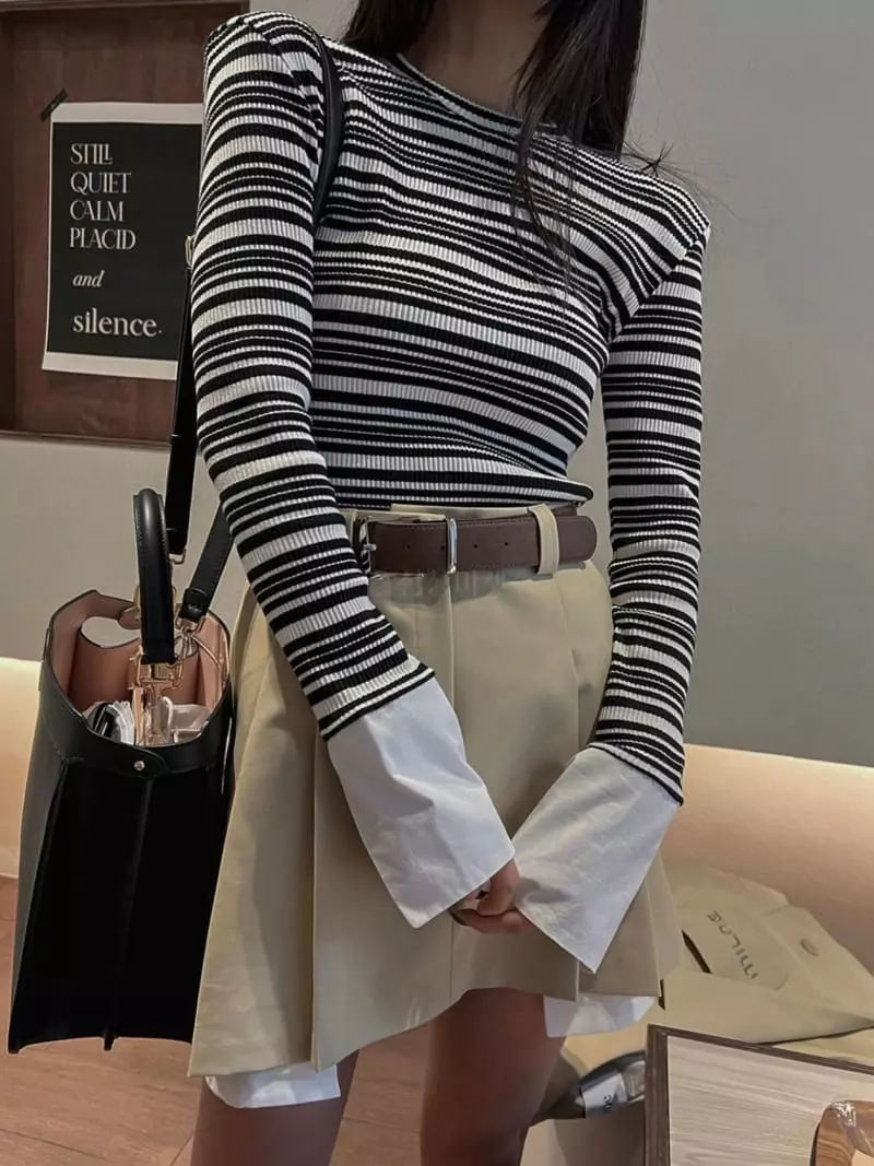Douze - Korean Women Fashion - #womensfashion - Rib Tee - 4