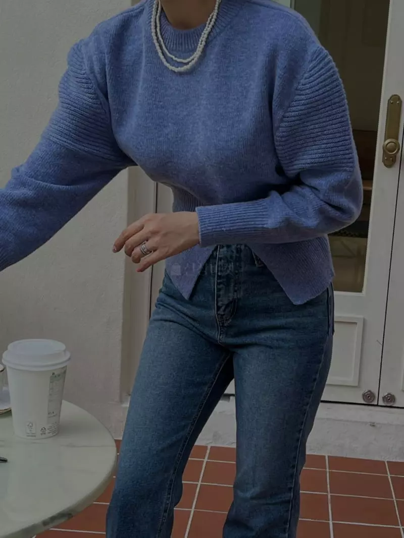 Douze - Korean Women Fashion - #vintageinspired - Slit Puff Knit Tee - 10