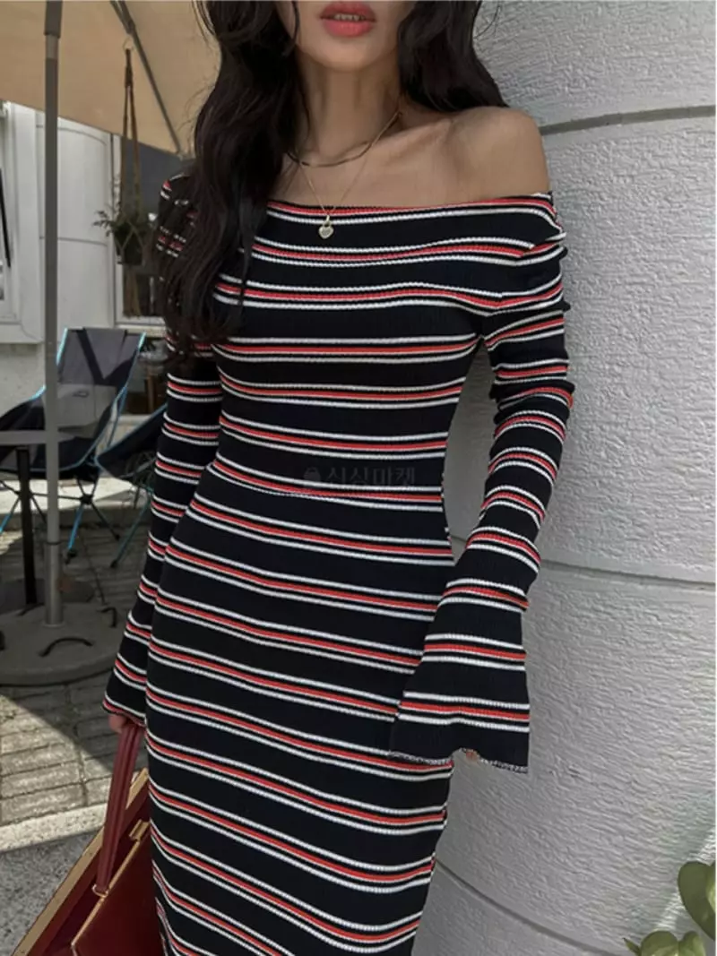 Douze - Korean Women Fashion - #womensfashion - Stripes Long One-piece - 3