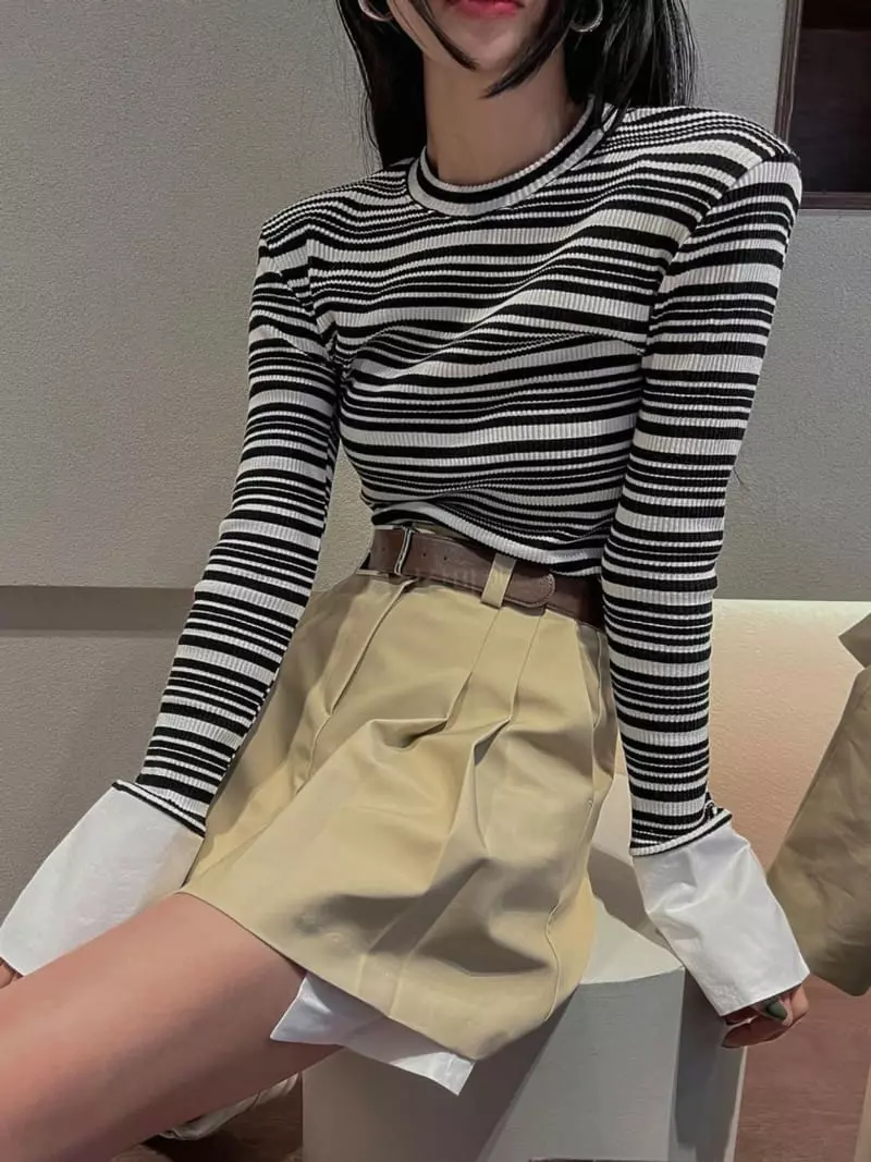 Douze - Korean Women Fashion - #womensfashion - Rib Tee - 3