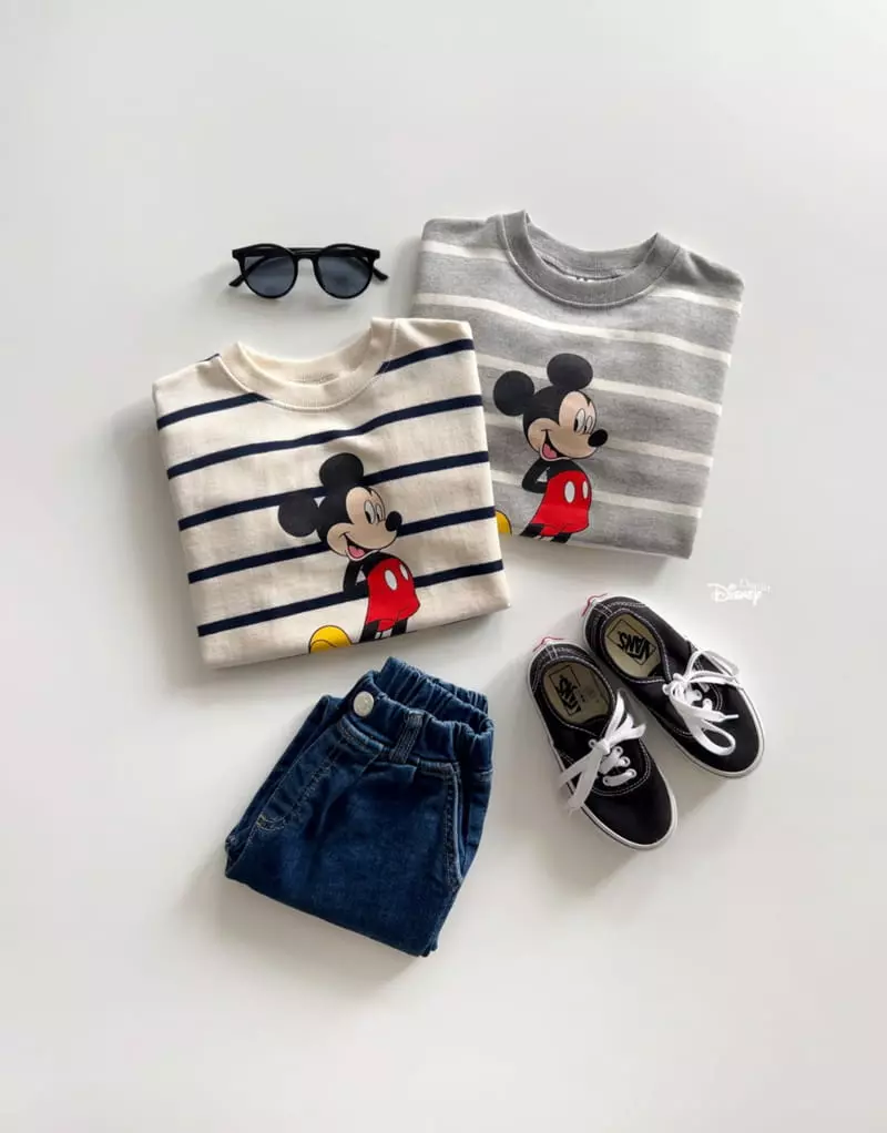 Dsaint - Korean Children Fashion - #childofig - Line Mickey Stripes Sweatshirt - 12