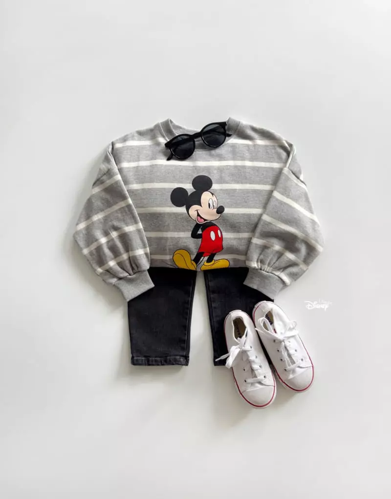 Dsaint - Korean Children Fashion - #discoveringself - Line Mickey Stripes Sweatshirt