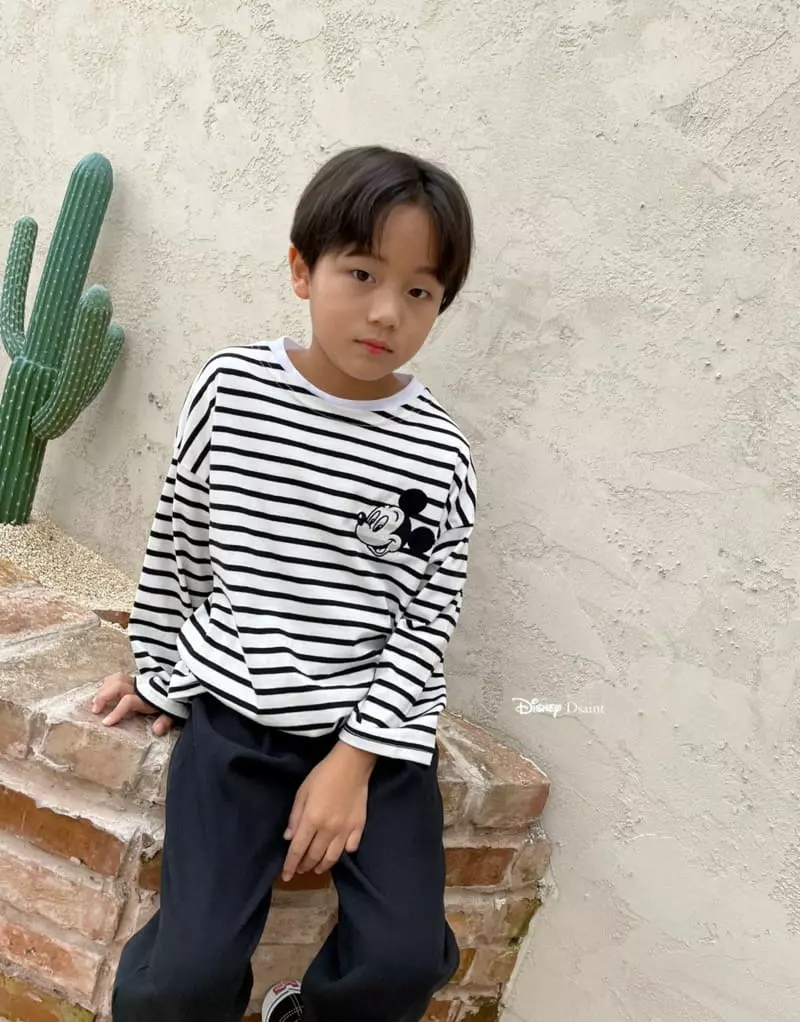 Dsaint - Korean Children Fashion - #fashionkids - Big Mickey Stripes Tee - 2