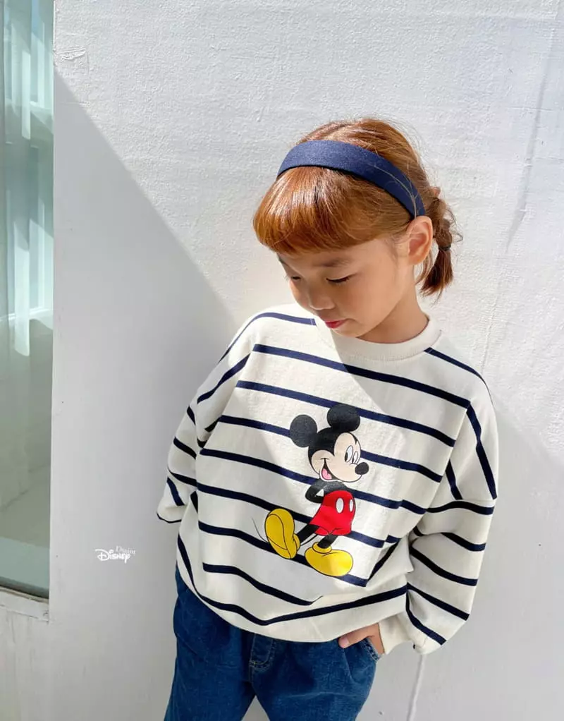 Dsaint - Korean Children Fashion - #kidsshorts - Line Mickey Stripes Sweatshirt - 3