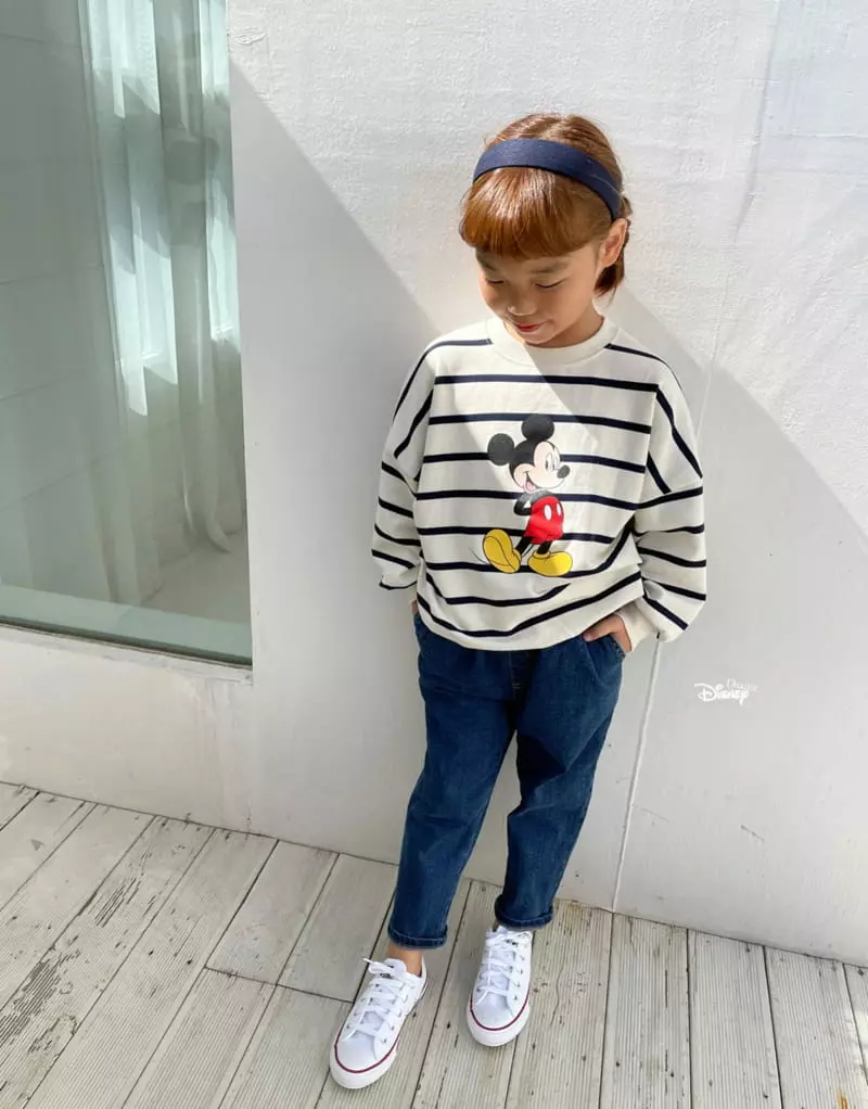 Dsaint - Korean Children Fashion - #kidsshorts - Line Mickey Stripes Sweatshirt - 4
