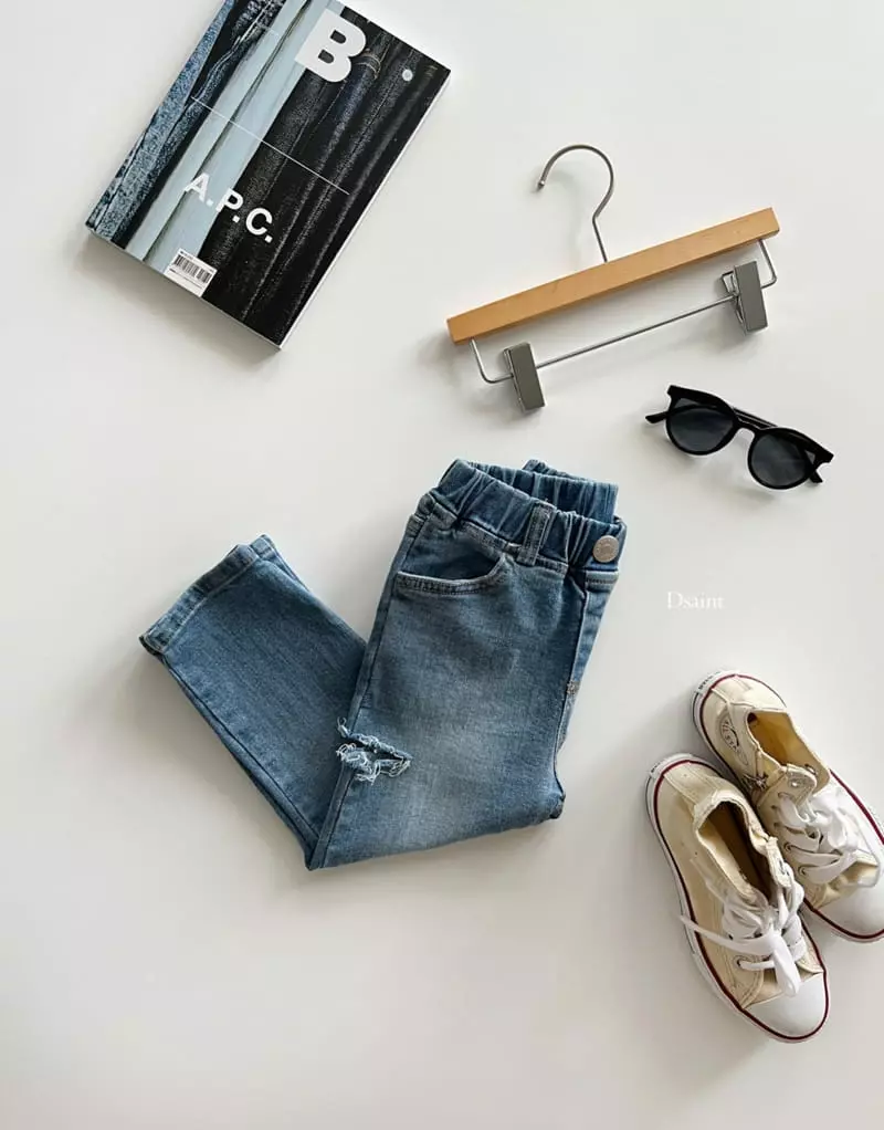 Dsaint - Korean Children Fashion - #kidzfashiontrend - Side Vintage Jeans - 3