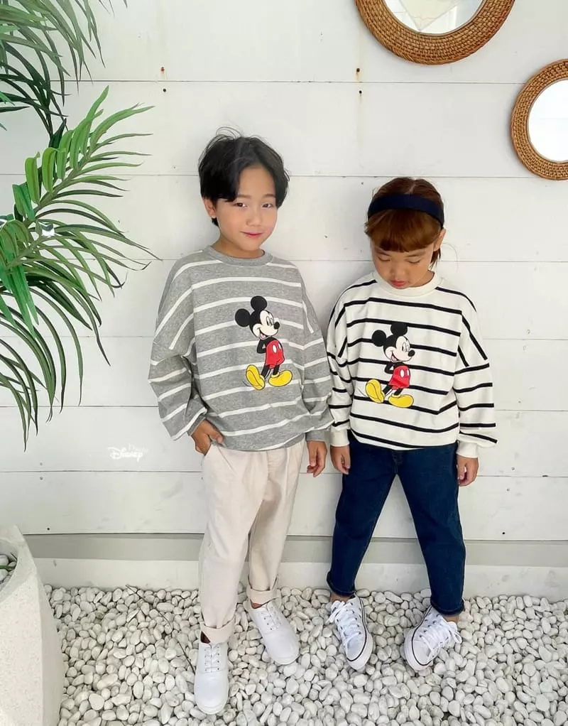Dsaint - Korean Children Fashion - #littlefashionista - Line Mickey Stripes Sweatshirt - 7