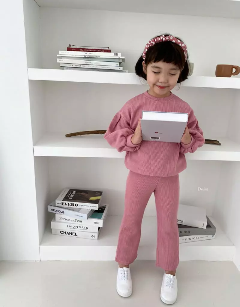 Dsaint - Korean Children Fashion - #littlefashionista - Lovely Knit Top Bottom Set - 4