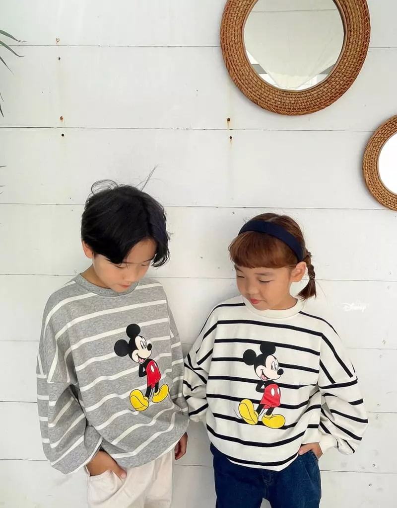 Dsaint - Korean Children Fashion - #magicofchildhood - Line Mickey Stripes Sweatshirt - 8