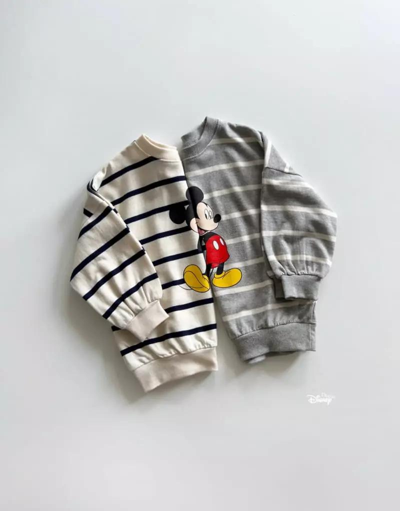 Dsaint - Korean Children Fashion - #prettylittlegirls - Line Mickey Stripes Sweatshirt - 10