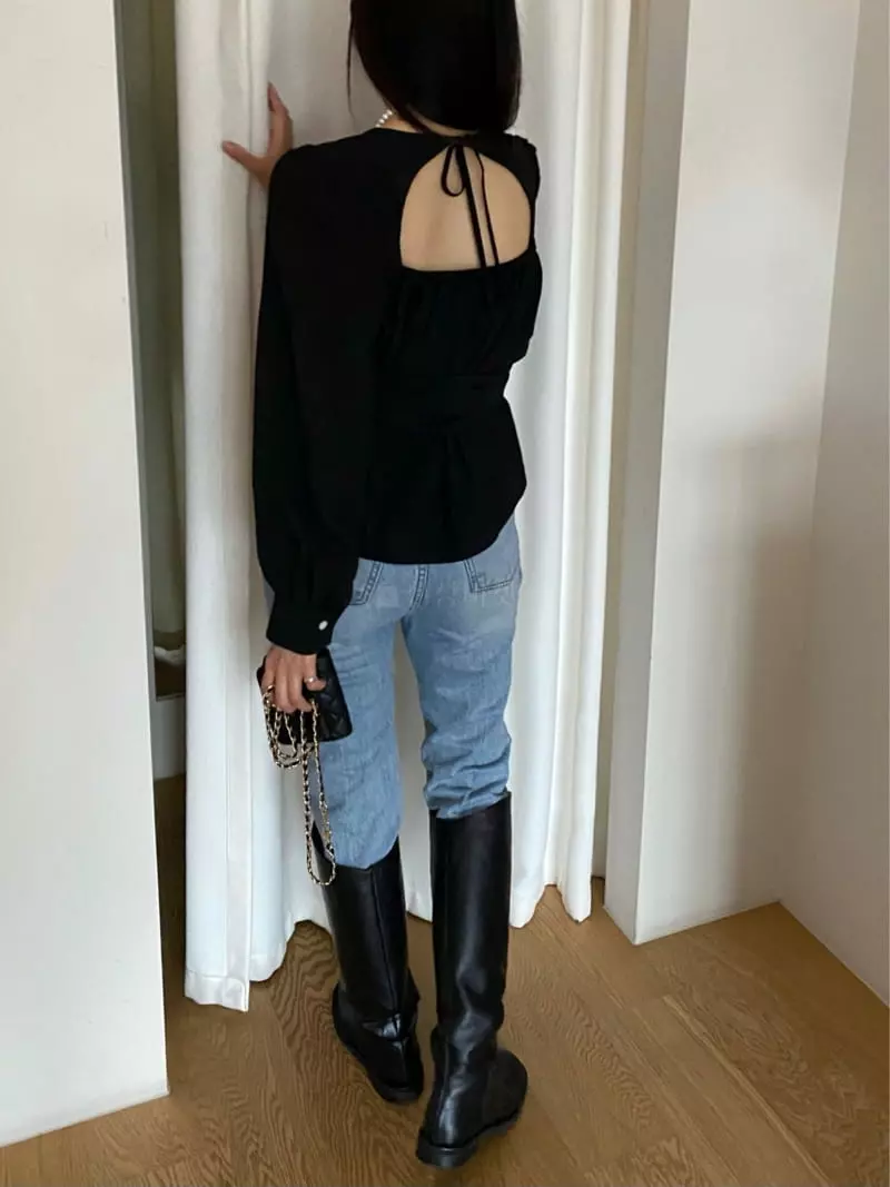 Duplo - Korean Women Fashion - #momslook - Puff Wrap Blouse