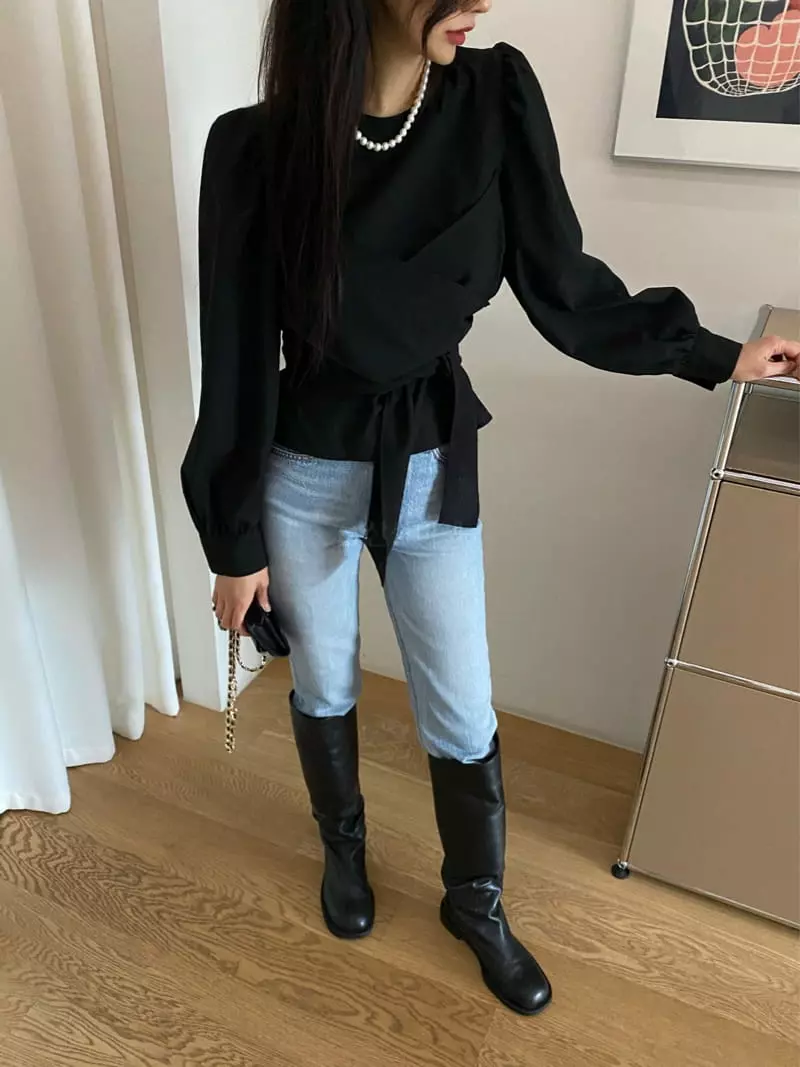Duplo - Korean Women Fashion - #womensfashion - Puff Wrap Blouse - 2