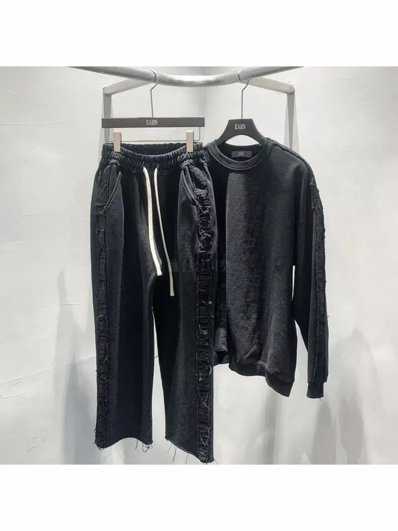 Earn - Korean Women Fashion - #restrostyle - Tape Sweatshirt Set - 5