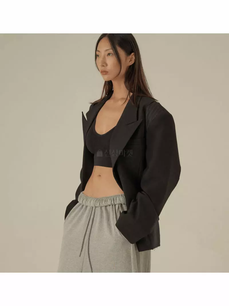 Earn - Korean Women Fashion - #thatsdarling - Strieps Crop Over Jacket - 3