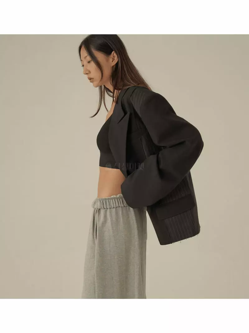 Earn - Korean Women Fashion - #thatsdarling - Strieps Crop Over Jacket - 4
